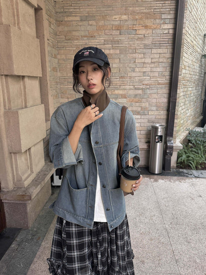 Saydee Panelled Washed Denim Jacket