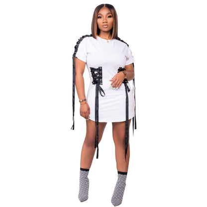 Women Clothing Casual Corns Lace-up Summer Dress