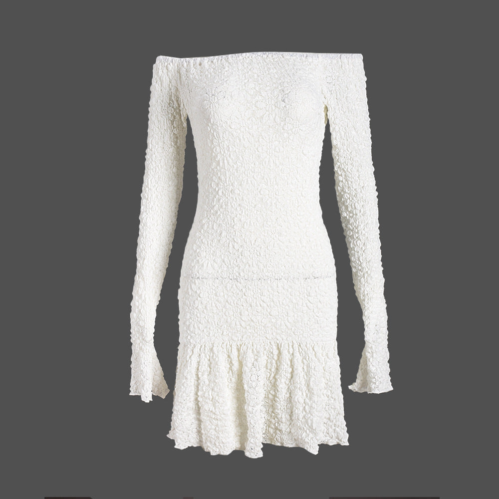 Women Clothing High Elastic Soft 3D Three Dimensional Fabric Wrapped Chest off Shoulder Sexy Dress