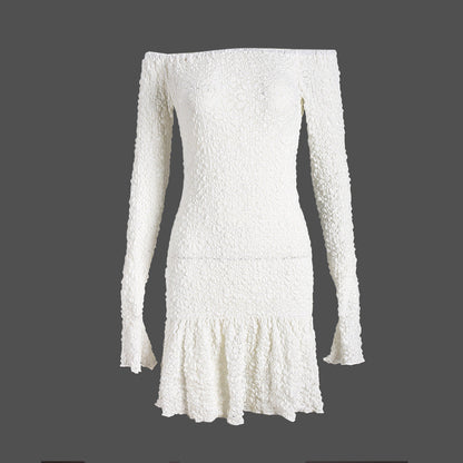 Women Clothing High Elastic Soft 3D Three Dimensional Fabric Wrapped Chest off Shoulder Sexy Dress