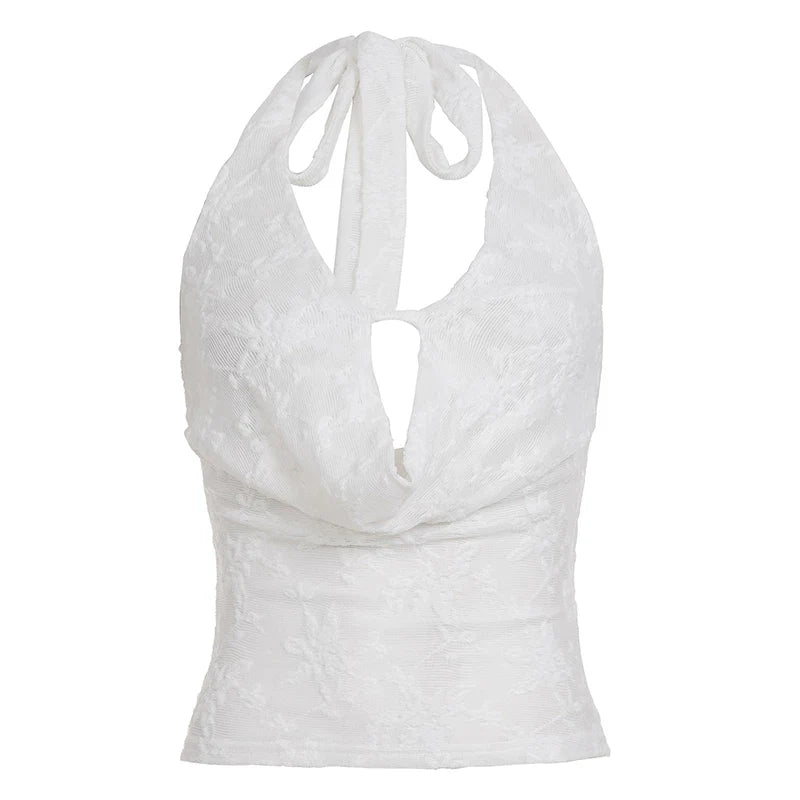 Lace Halter Neck Tank Top