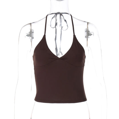 Sehaj Halter Lace-Up Crop Top