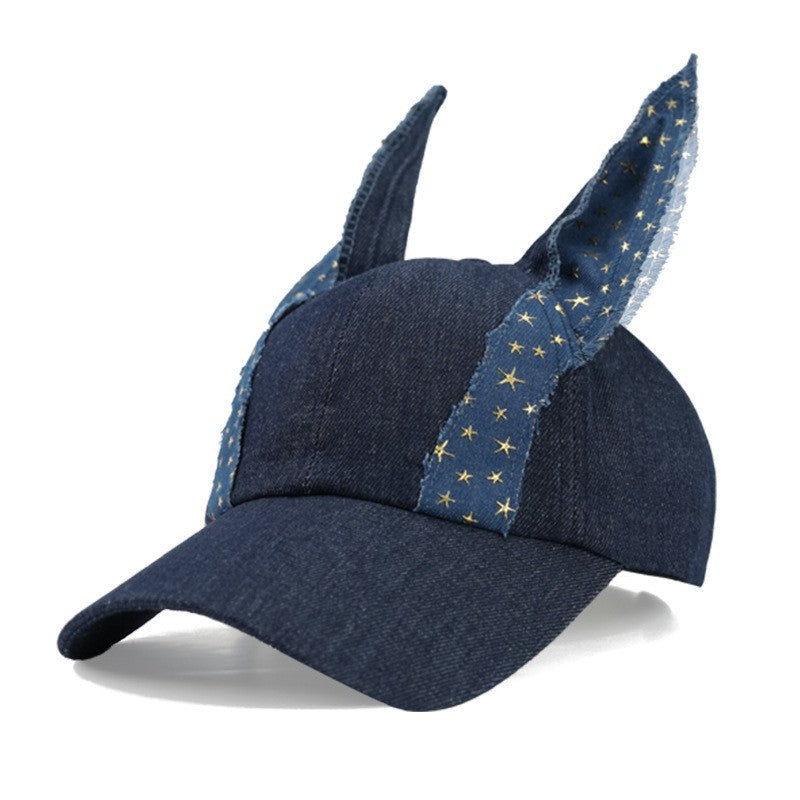 Doberman Ear Washed Denim Baseball  Hat