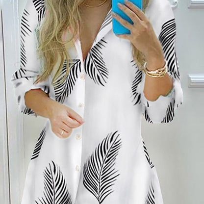Dress Elegant Slightly Mature Shirt Dress for Women Floral Print Slit for Women