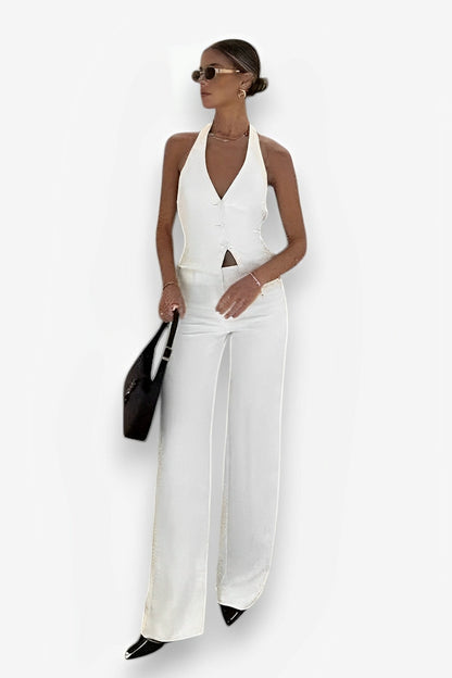 Backless Suspender Top pants Suit