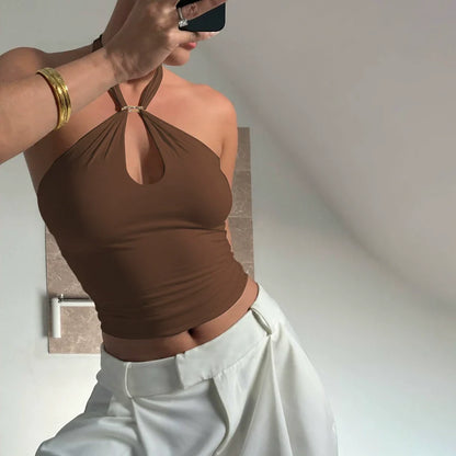 Lahna Halter Backless Crop Top