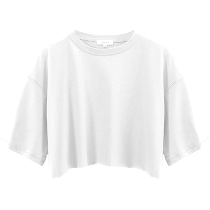 Sexy Short Sleeved T shirt Women Summer Pure Cotton Solid Color Short Cropped round Neck Sports Top