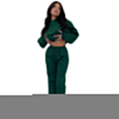 Autumn Winter Solid Color Long Sleeve Hooded Fleece Lined Sweater Women Casual Trousers sets