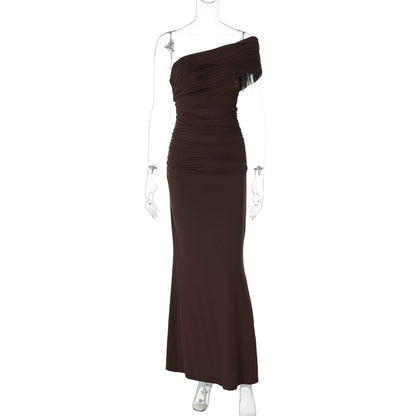 Hayat One-Shoulder Ruched Maxi Dress