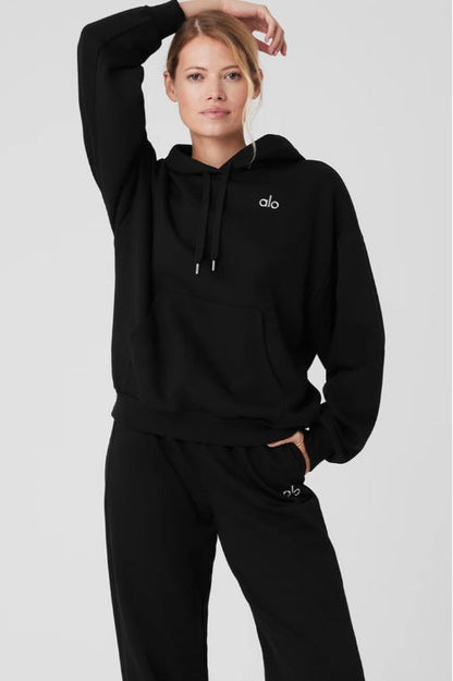 Autumn Winter Sports Hoodie 3D Emboridery Label Loose Women Warm Hoodie Sets
