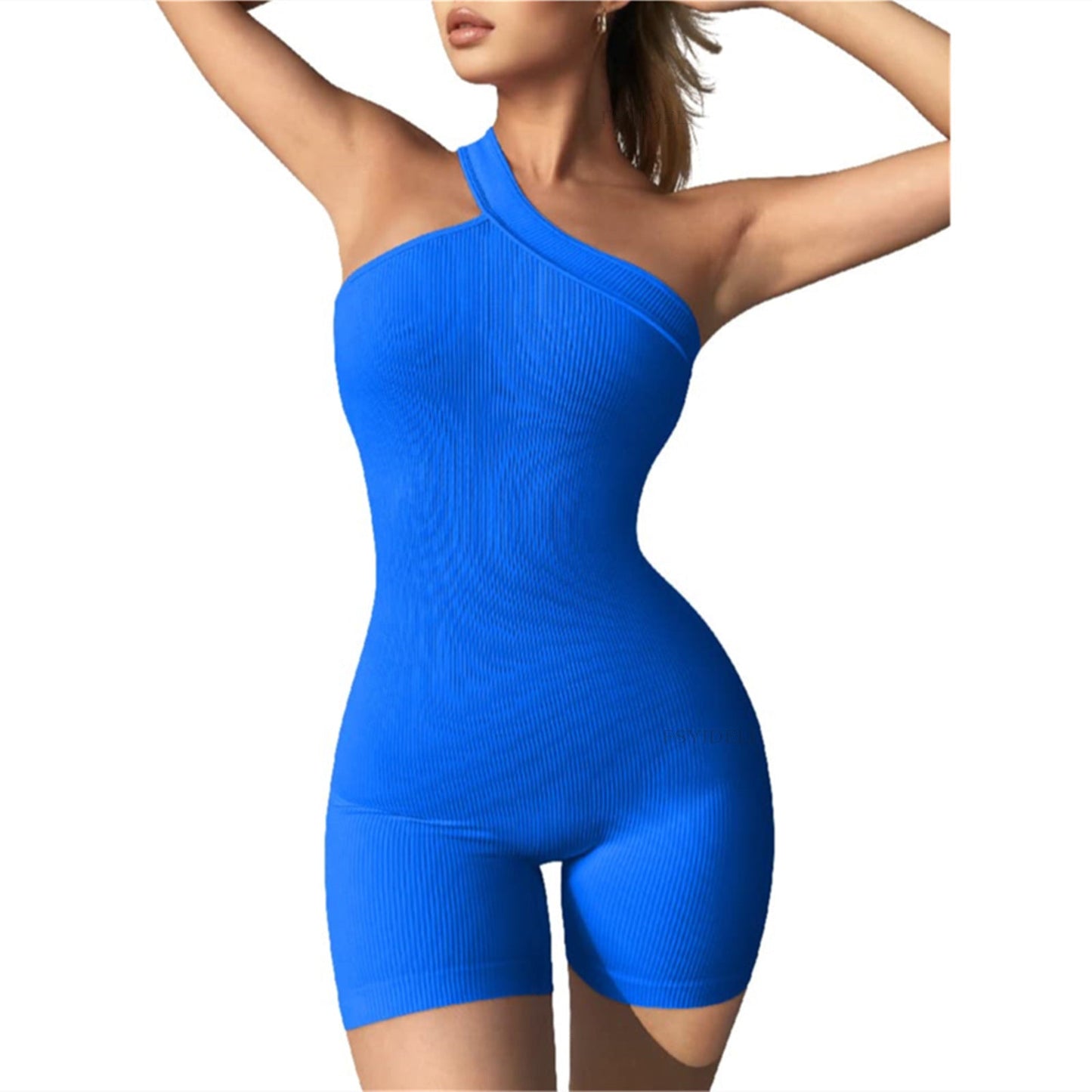 Women Clothing Jumpsuit Autumn Winter Thread Shoulder Sleeveless Slim Fit Hip Raise Sexy Siamese Shorts