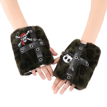 Y2K Millennial Hot Girl Subculture Cross Fingerless Strapped Gloves