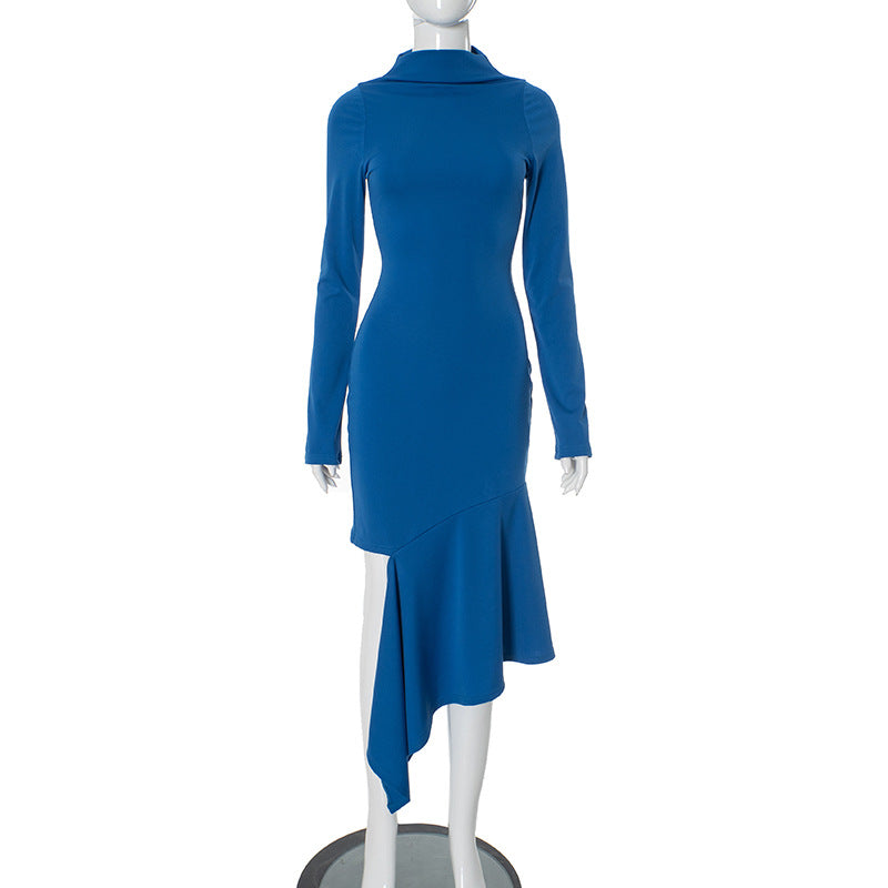 Women Elegant Elegant Slit Embellished Solid Color Length Dress