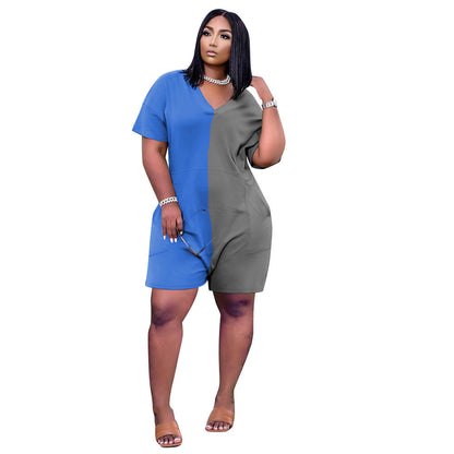 Summer Casual Loose Contrast Color Romper