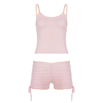 Lace Trim Cami and Shorts Set