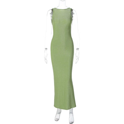 Akilah Shiny Backless Slit Dress