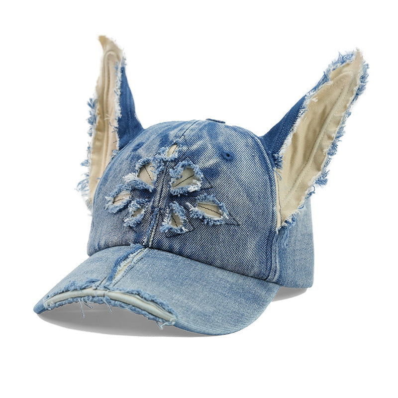 Doberman Ear Washed Denim Baseball  Hat