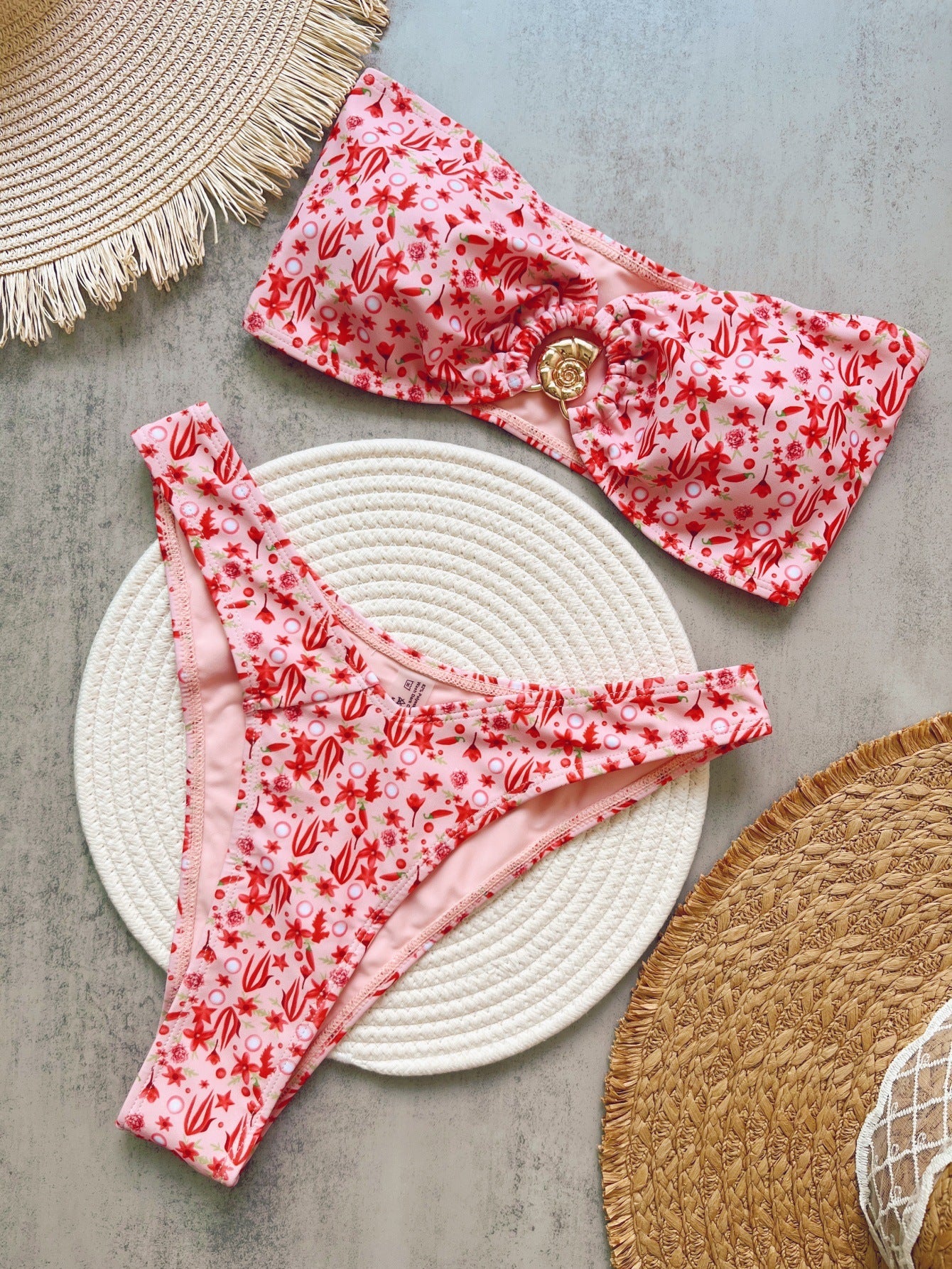 Chelsy Floral Bandeau Bikini Set