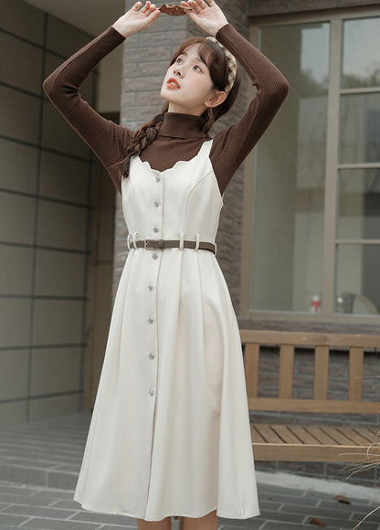 Button Up Scallop Cami Dress