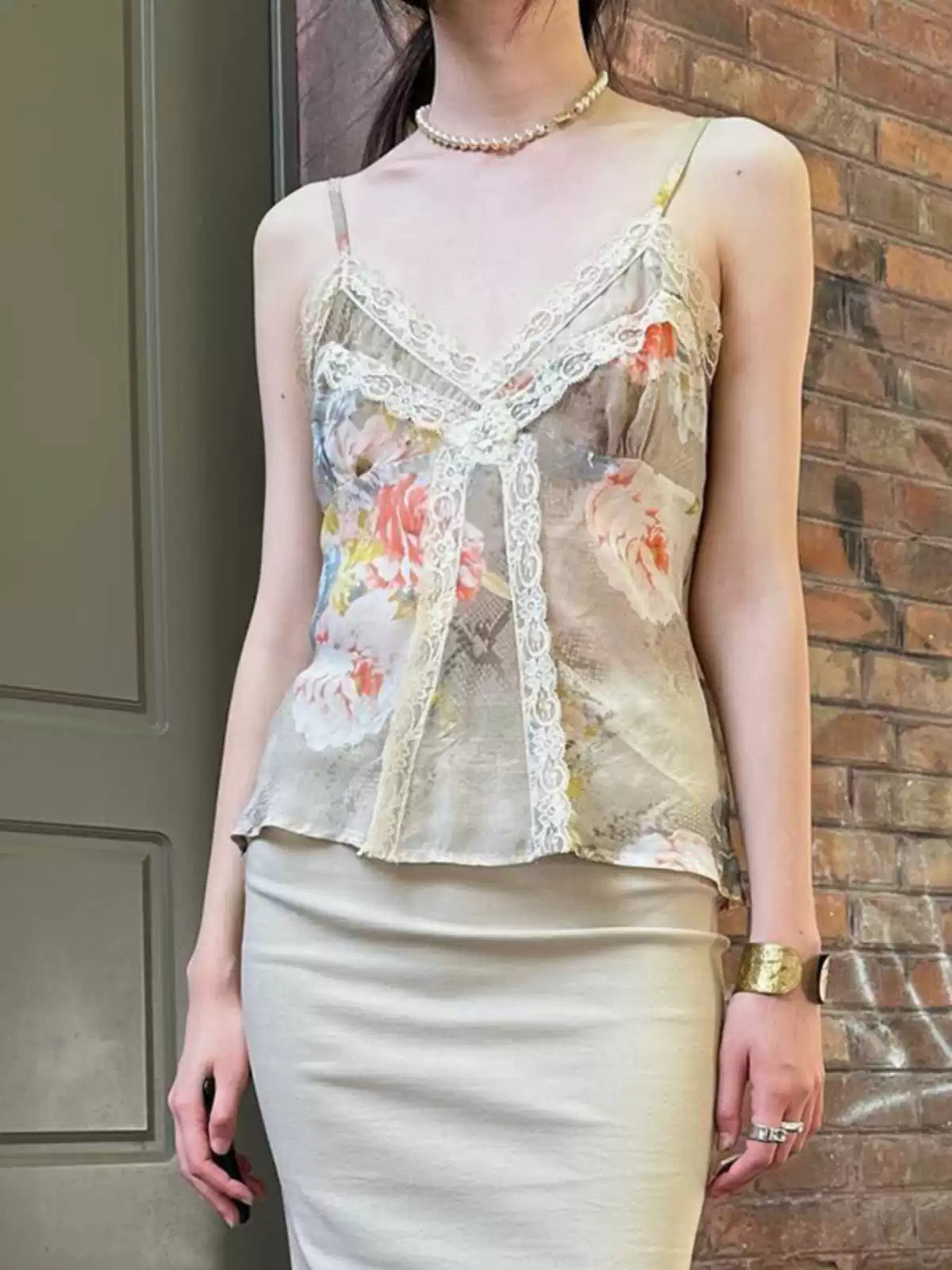 Elodie Lace-Trim Floral Top