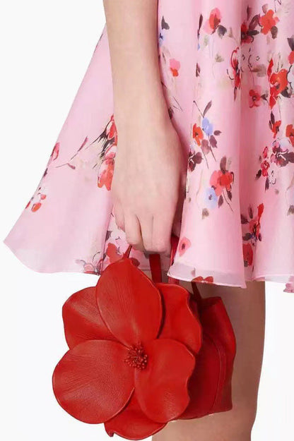 Bolso de mano de piel sintética con diseño floral
