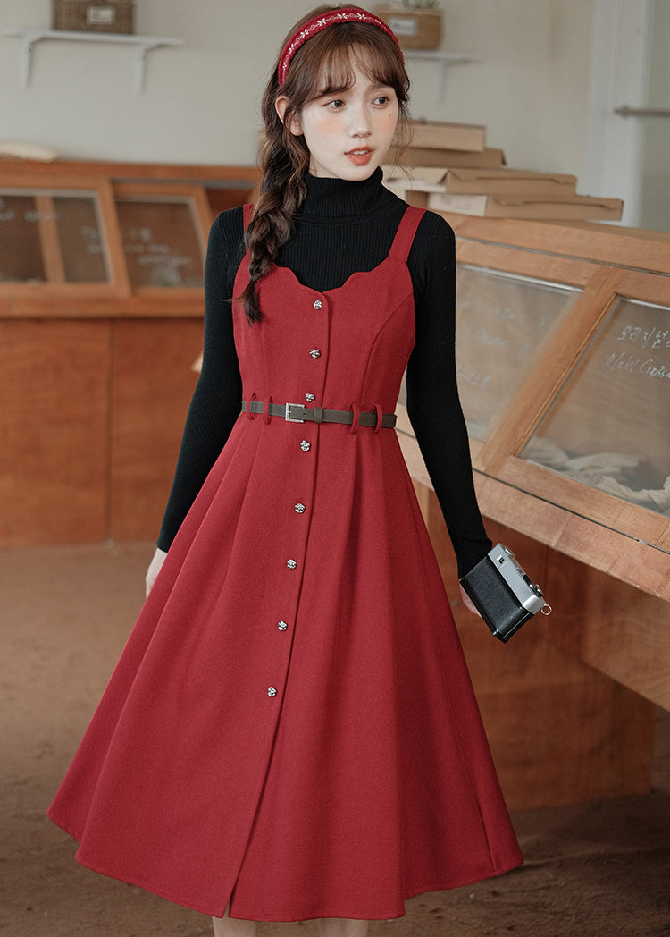 Button Up Scallop Cami Dress