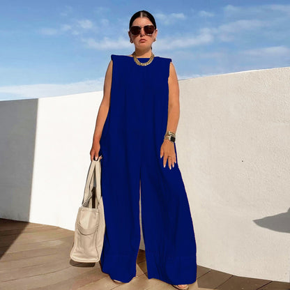 Women Casual Solid Color Wide Leg Jumpsuit