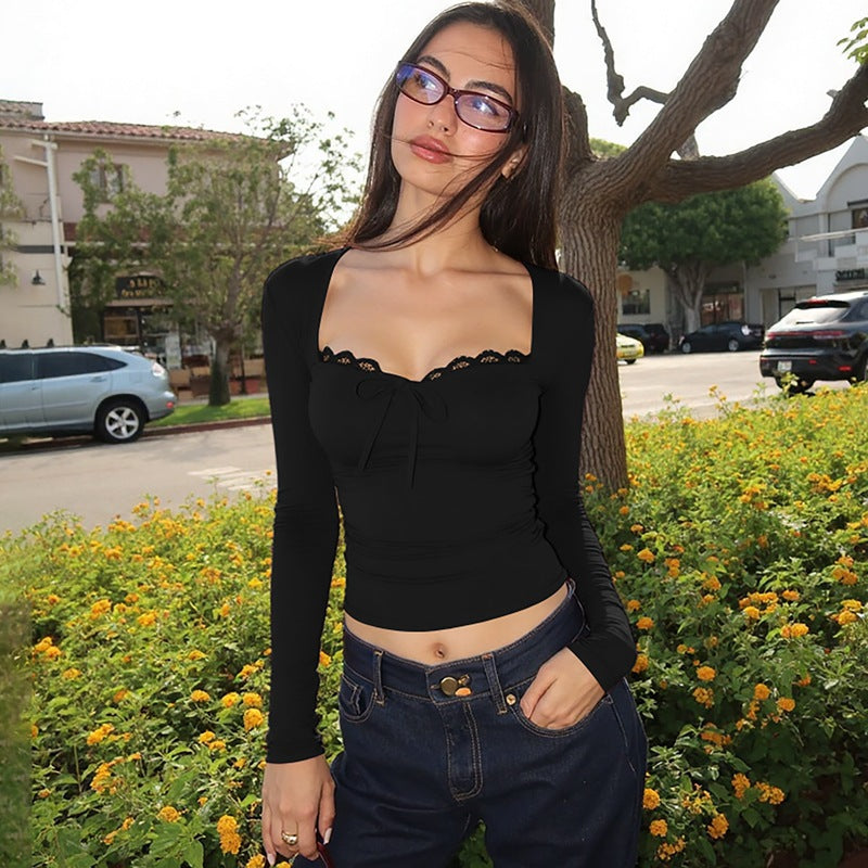 Morghan Lace Asymmetric Crop Top