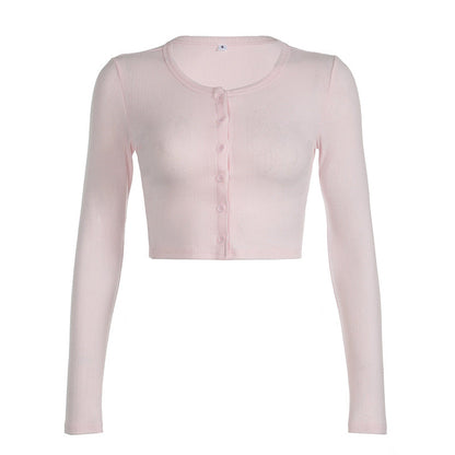Casual Knitted Basic Breasted Long Sleeve Top Elastic Trousers Two Piece Pajamas Homewear