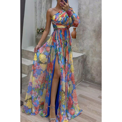 New Arrival Party Mesh One Shoulder Dress INS Casual Fashion Mini Dress Streetwear