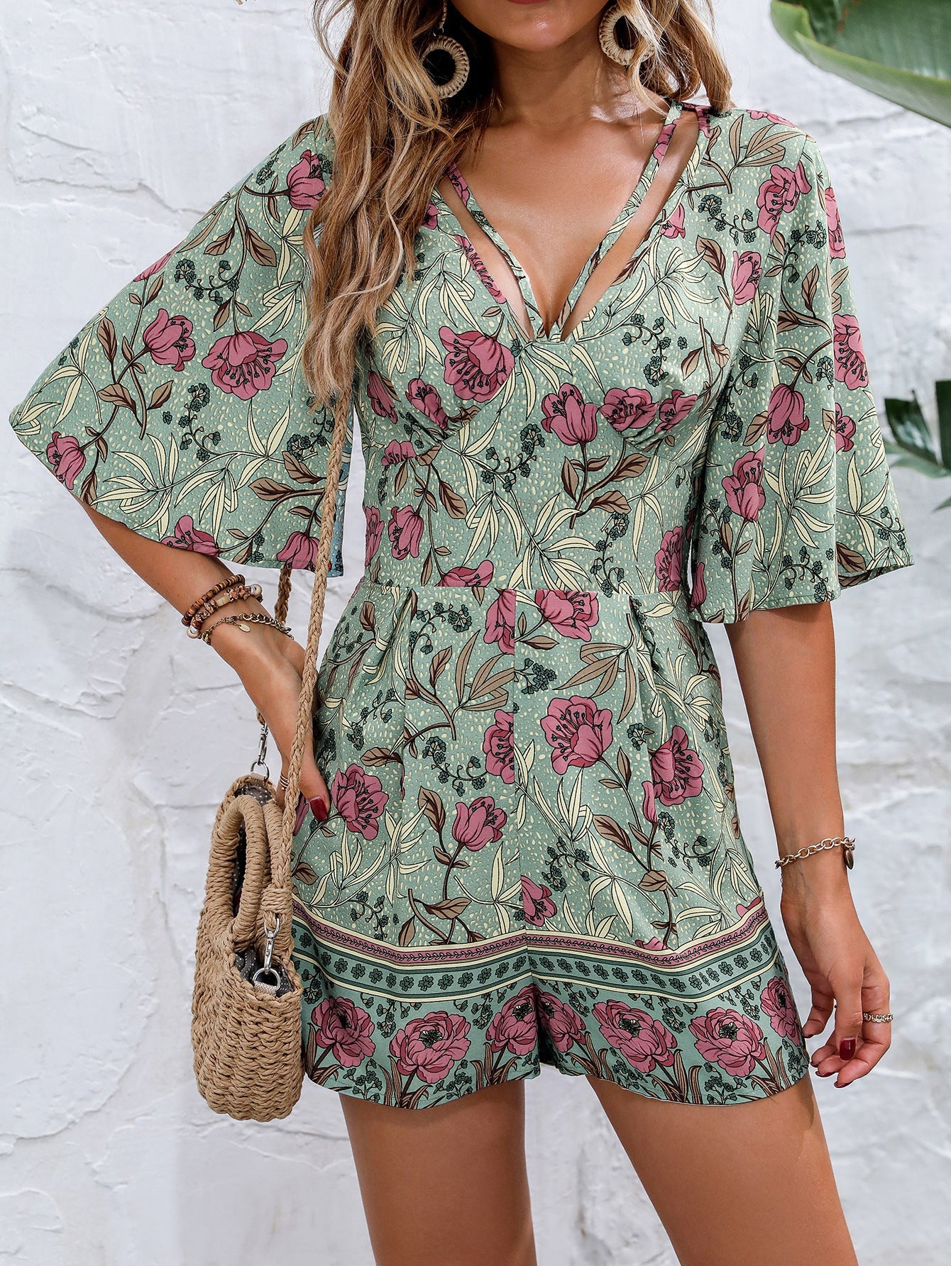 Women Clothing Casual Loose Wide Leg Jumpsuit
