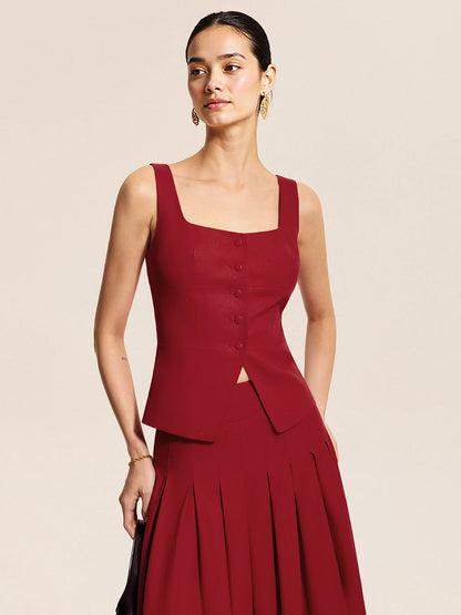 Suit Three-Dimensional Waist Sleeveless Vest Skirt