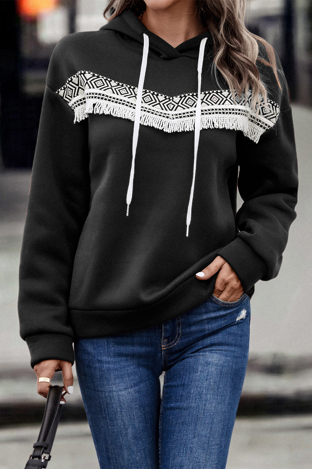 Autumn Winter Women Clothing Hooded Lace Casual Hoodie