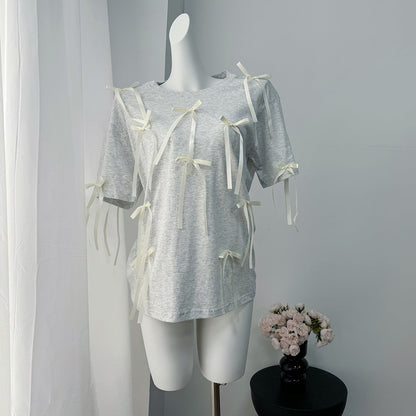 Summer Long Tassel Short Sleeved T shirt Women Casual Loose Cotton Top