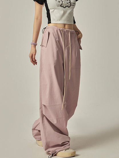 Pink Wide Leg Cargo Pants