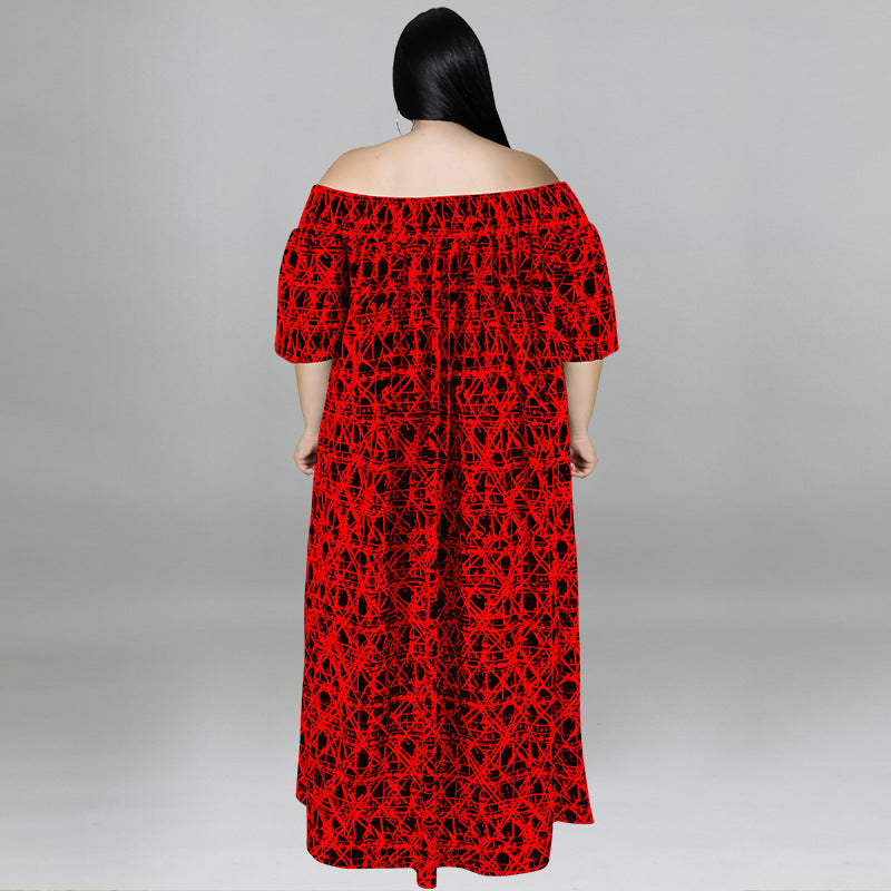 Casual Print Off Shoulder Dress