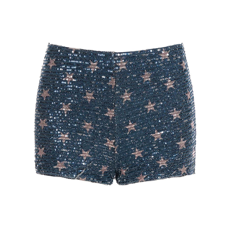 Laikynn Blue Sequin Shorts