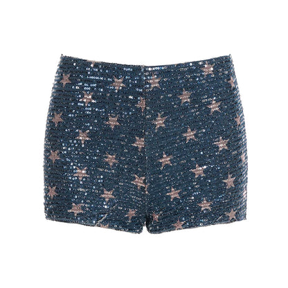 Laikynn Blue Sequin Shorts