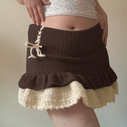 Ahlam Colorblock Wool A-Line Skirt