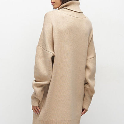Autumn Winter Turtleneck Sweater Women Mid Length Thickened Russia Long Sleeved Knitwear