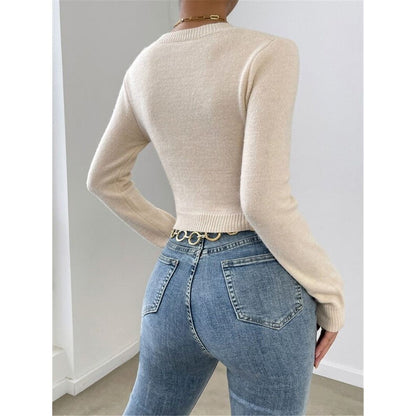 Slim Round Neck Knitted Top Sweater