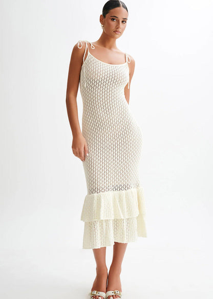 Sienna Lace-Up Knit Maxi Dress