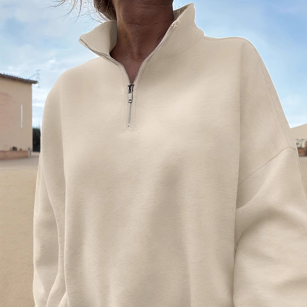 Sweatshirt Outdoor Autumn Winter Casual Loose Long Sleeve Sweatershirt Half Zipper Ladies