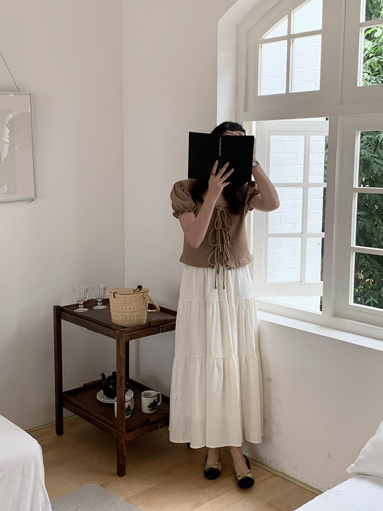 Pleated Tiered Maxi Skirt
