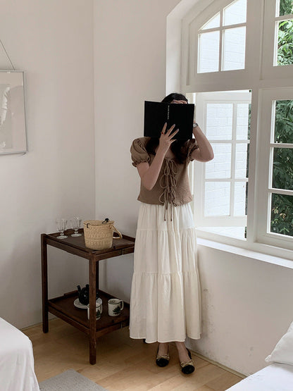 Pleated Tiered Maxi Skirt