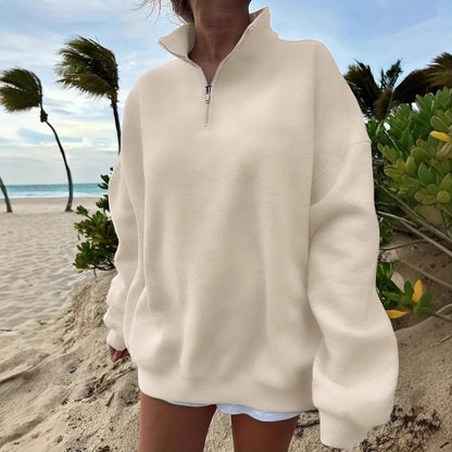 Sweatshirt Outdoor Autumn Winter Casual Loose Long Sleeve Sweatershirt Half Zipper Ladies