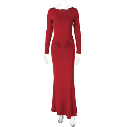 Mildred Pleated Long Sleeve Dress