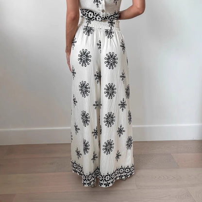 Women Wear Sexy Print Sling Wide Leg Sets