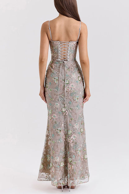 Stylish Sleeveless Halter-neck Slim-fit Backless Tie-up Elegant Maxi Dress