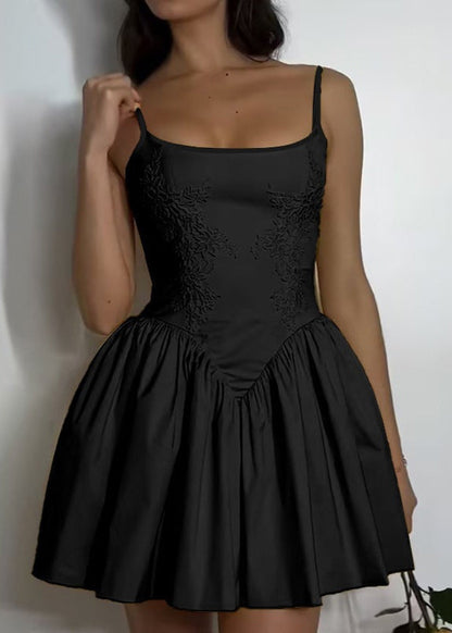 Solène Dress – Floral Embroidered Fit-and-Flare Mini